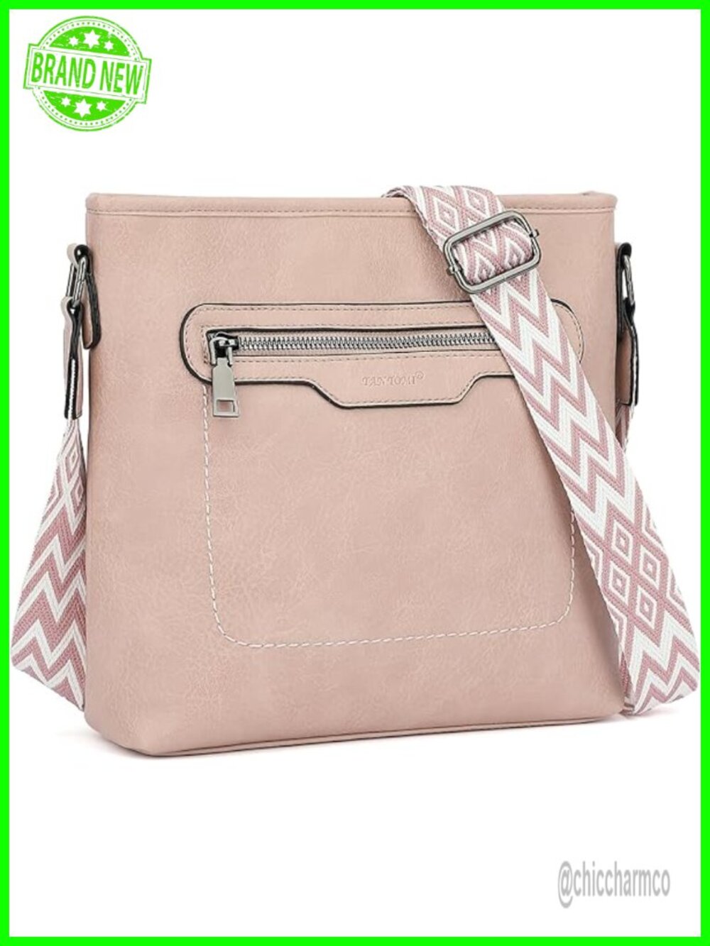 Vegan Leather Crossbody Bag with Adjustable Strap and Multiple Pockets